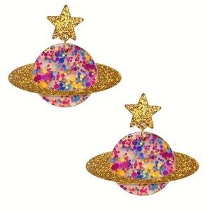 NWT Funky Planet Pink Planet earrings
